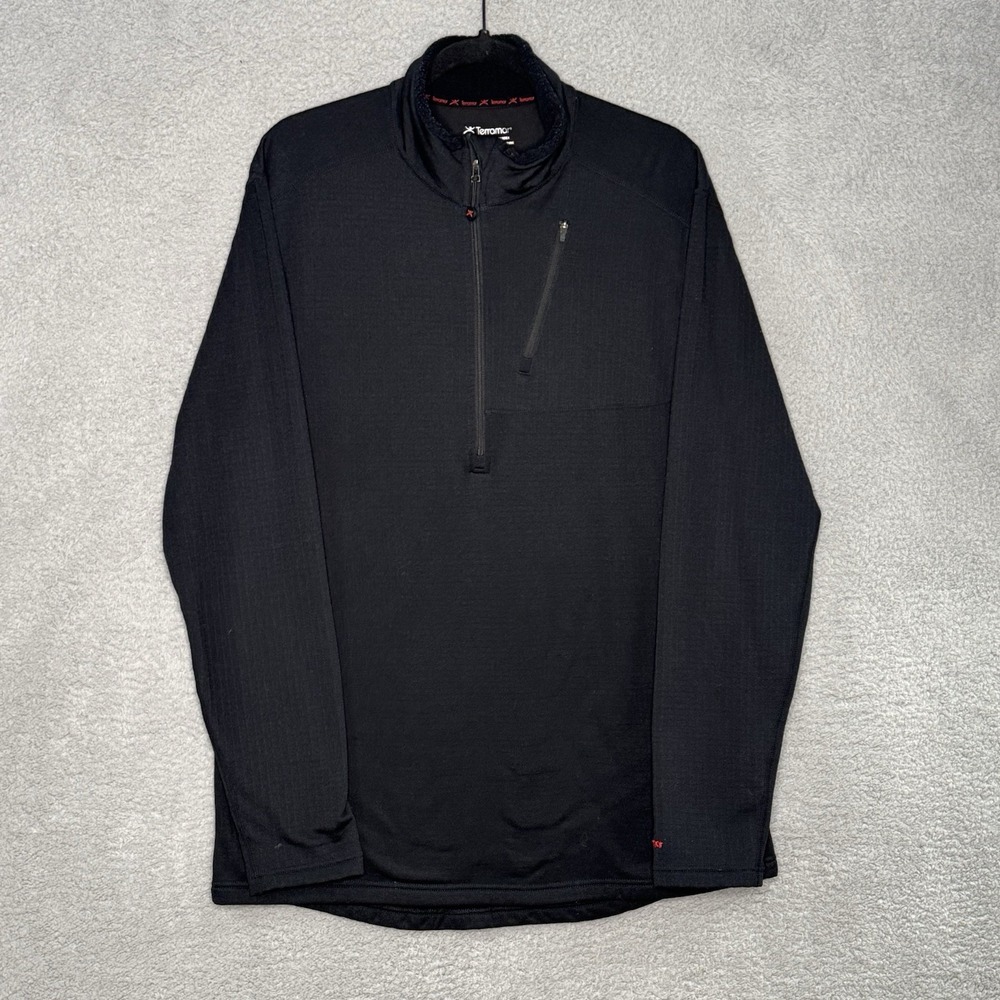 Terramar Womens Large 1/2 Zip Sweater Black Long Sleeves Layering Pockets